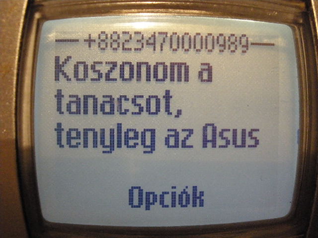 Vlemny9 - SMS-ben rkezett vlemny